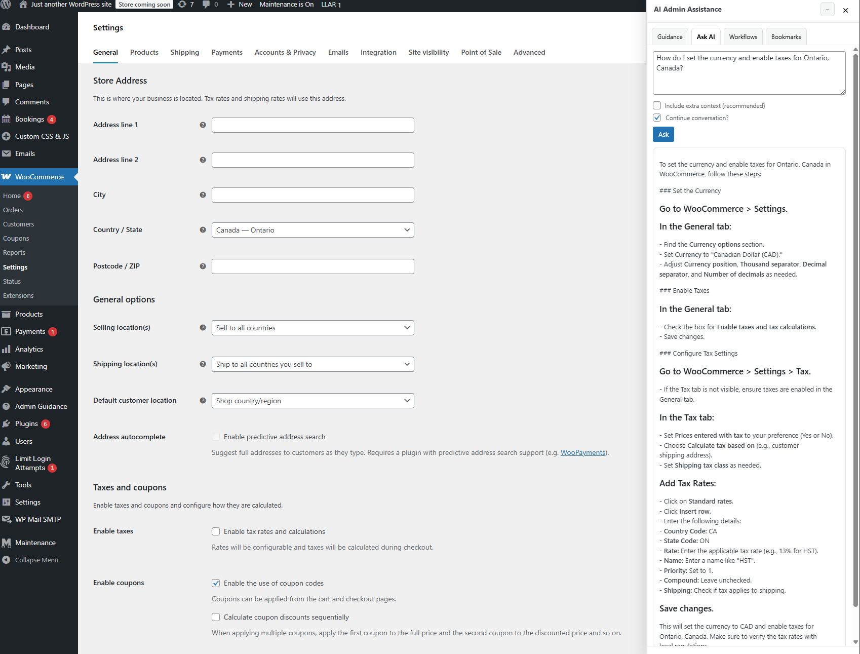 AI admin assistant for WooCommerce stores