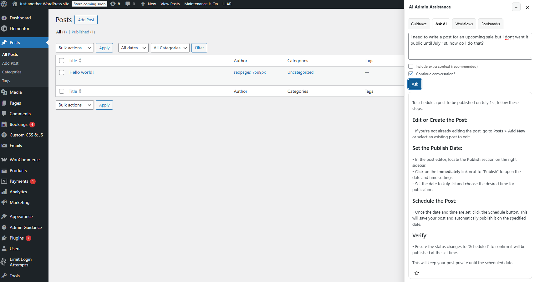 WordPress admin assistant for content teams