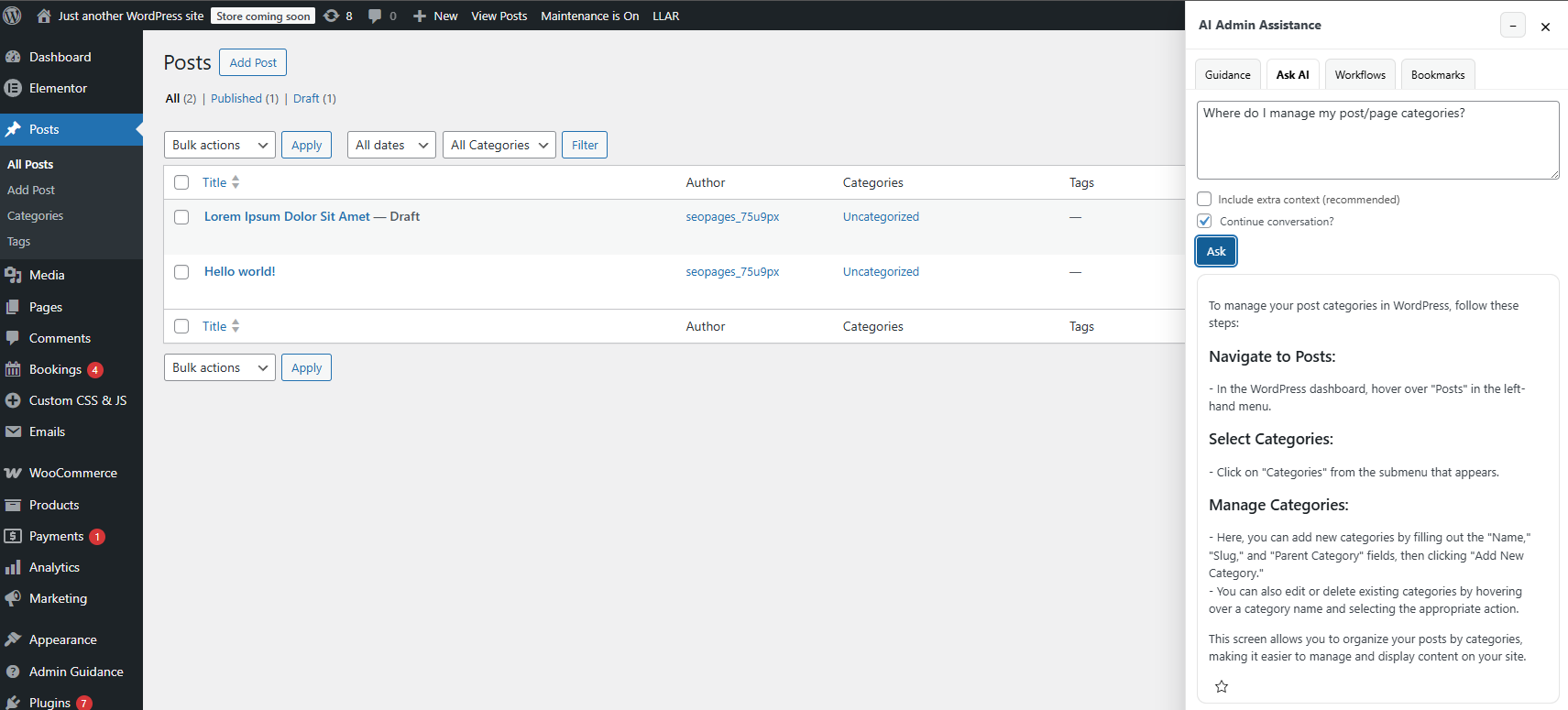 WordPress admin assistant for client handoff